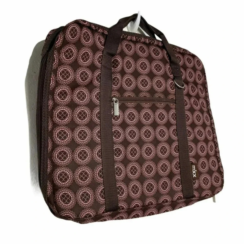 Mixx Laptop padded bag brown & pink‎ print